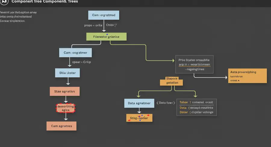 React Component Tree with Connected Components Highlighted