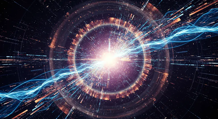 Abstract representation of quantum cryptography, entanglement, and secure communication