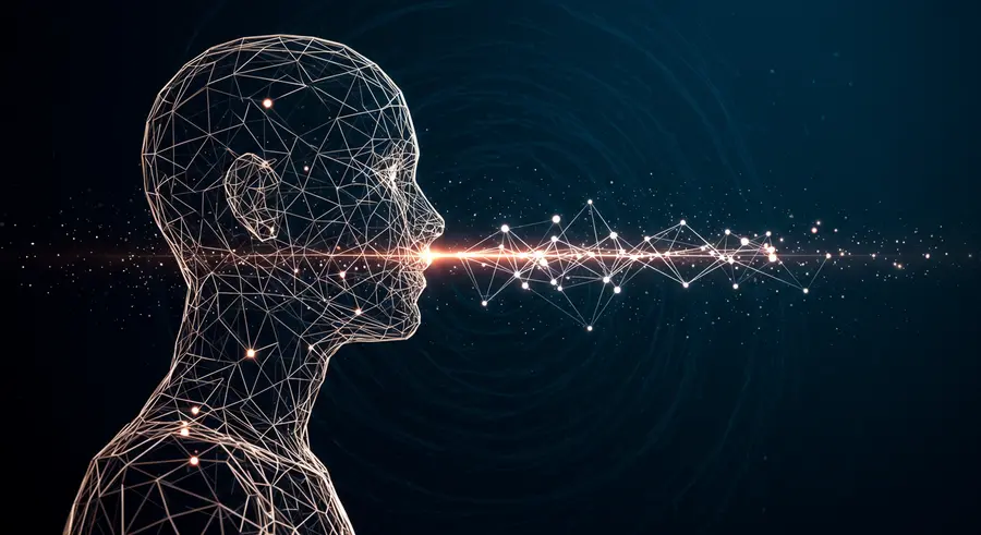 Abstract digital art representing human decision making influenced by AI, with subtle ethical dilemmas and digital elements.