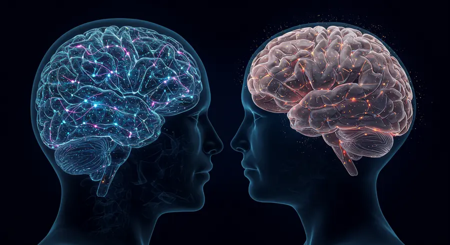 futuristic brain-computer interface with glowing neural pathways