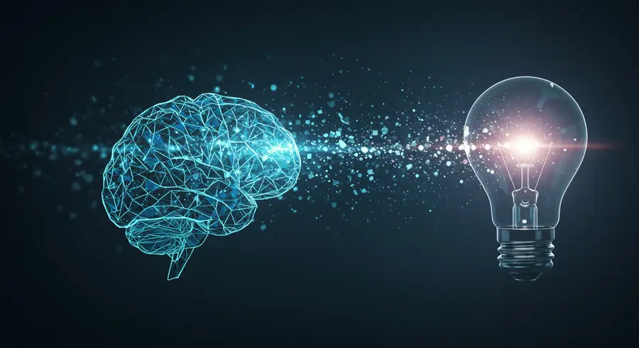 Conceptual image of data flowing into a brain, symbolizing data-driven insights.