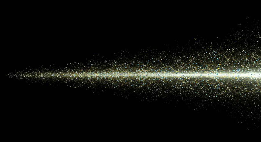 Abstract representation of decentralized AI agents working together in a swarm, forming a complex, adaptive network. The agents should have a subtle glow, and the overall image should convey synergy and emergent behavior, with a hint of natural patterns like ant trails or bird flocks, in a 16:9 ratio.