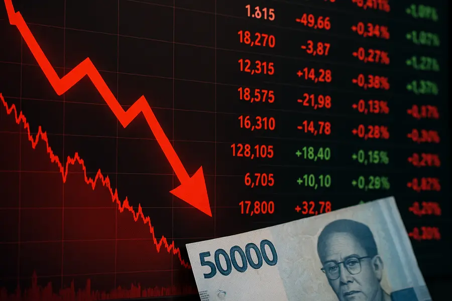Indonesia Stocks Sink 3.6%, Rupiah at Record Low
