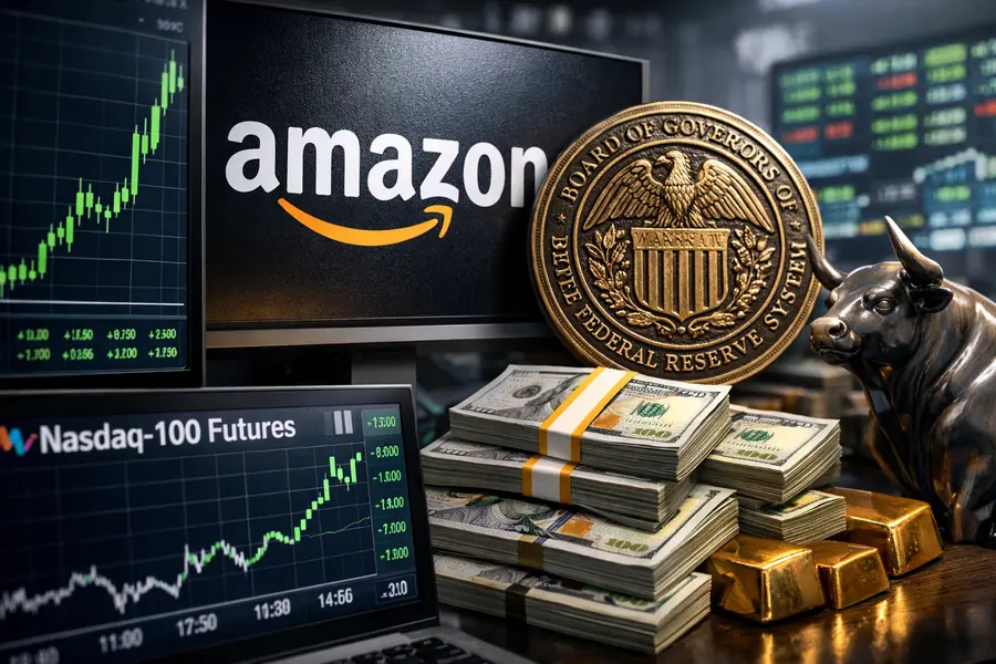 Nasdaq-100 Futures Jump 1.2% on Amazon Blowout, Fed Hold